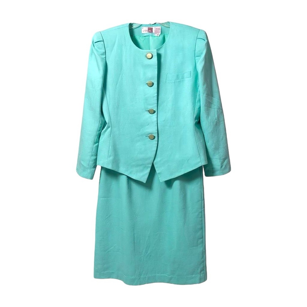 Elegant Women's Mint Blazer and Skirt Set